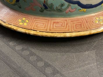 A Chinese famille rose covered vase and a vase with birds and peaches, 19/20th C.